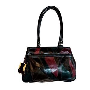 NOS Stone & Co Leather Patchwork Double Handle Purse Multicolor Handbag NEW